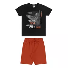 Conjunto Infantil Elian Camiseta Bermuda Surf Fresco Leve