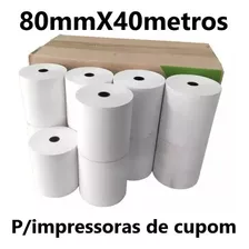 Kit 10 Rolos Bobina Impressora Termica 80x40 Cor Branco