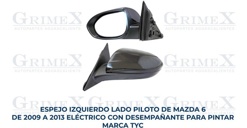 Espejo Mazda 6 2009-2010-2011-2012-2013 Elect C/desemp Ore Foto 2