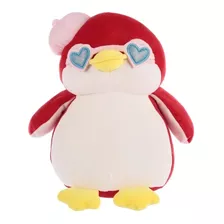 Pinguino Rojo Con Sobrero 33cm Gafas Corazon Miniso
