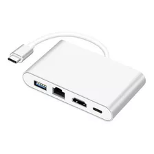 Hub Adaptador Usb C 4 Em 1 Rj45 Usb 3.0 Hdmi Macbook Pro/air