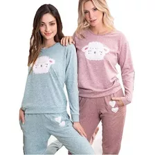 Pijama Abrigado En Lanilla Jaspeado Mujer Bianca Secreta