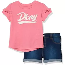 Dkny Girls Niñas Shorts Blusita Rosa 2 Piezas Ropa Infantil 