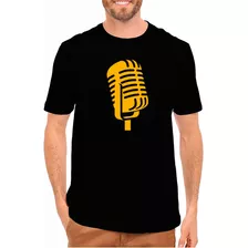 Camiseta Microfone De Rádio - Tam M - 100% Algodão Preta