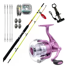 Kit Pesca Molinete Carina 5000 + Vara Baida + Itens De Pesca