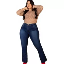 Calça Flare Jeans Feminina Com Laycra Plus Size