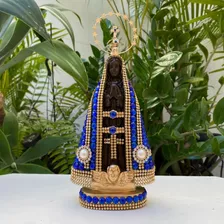 Nossa Senhora Aparecida 23cm Luxo Pedrinha Azul Coroa