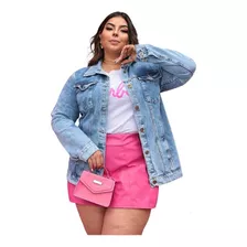 Jaqueta Camisão Jeans Feminina Maxi Plus Size Tendência