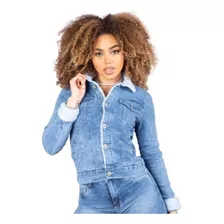 Jaqueta Feminina Jeans Com Lycra Modeladora Blusa De Frio