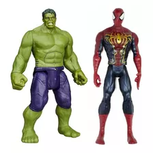 Kit 2 Bonecos Hulk E Homem Aranha 30 Cm Com Led E Som Marvel