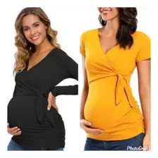 Kit 2 Blusas, Gestante, Amamentação Com Amarração