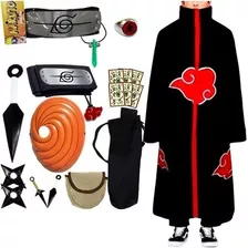 Kit Manto Aktsuki Com Máscara Tobi Colar Nuvem Kunai Tsunade