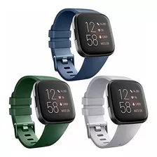 3 Mallas Para Fitbit Versa Olive Green Navy Blue Gray Small