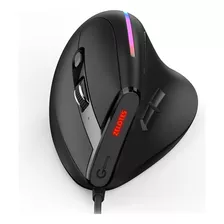 Mouse Ergonômico Vertical Programável Para Jogadores Zelotes Com 9 Botões, Cor Preta