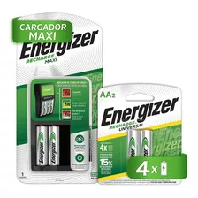 Cargador De Pilas Energizer Maxi + 4 Pilas Recargables Aa