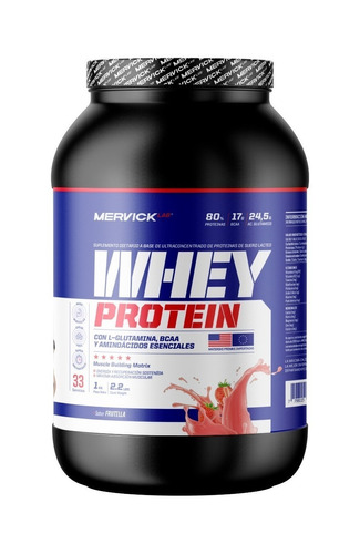 Suplemento En Polvo Mervicklab  Whey Protein Proteínas Sabor Frutilla En Pote De 1kg