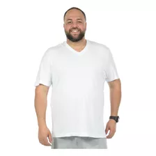 Camiseta Decote V Malha Fria Plus Size (sem Elasticidade)