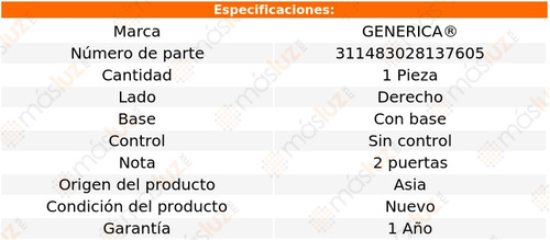 1- Espejo Derecho S/control Sunfire 1995/2005 Genrica Foto 2