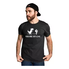 Camiseta Camisa You Are Offline Geek Nerd Blusa Dinossauro