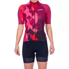 Camisa Ciclismo Woom Feminina Scarlet Manga Curta Original 