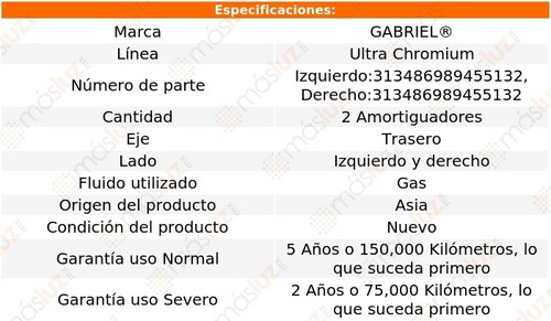 Kit 2 Amortiguadores Tra Gas Ultra Chromium Cr-v Honda 12/17 Foto 2