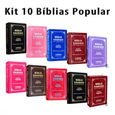 Kit 10 Bíblias Gigante Luxo Popular Variada - Com Harpa - Palavras De Jesus Em Vermelho