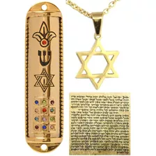 Mezuzah Especial 12 Tribos+ Pergaminho+ Colar Estrela Davi