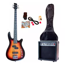 Pack Bajo Electrico Con Ampli 20 W Y Accesorios, Marca Euro