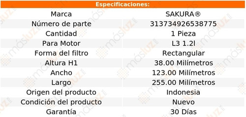 1) Filtro Para Aire Rec Mirage 3 Cil 1.2l 14/19 Sakura Foto 2