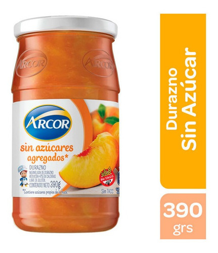 Mermelada Arcor De Durazno Sin Azucar Agregada X 390 Gr