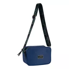 Cartera Bandolera Agarrate Catalina Acn31 Diseño Liso De Nailon Azul Con Correa De Hombro Negra