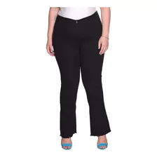 Calça Jeans Feminina Flare Plus Size Preta Lisa