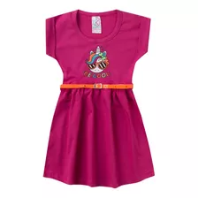 Vestido Infantil Para Bebê Com Cinto Estampa Be Cool