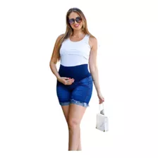 Shorts Jeans Gestante Cós Alto Não Aperta Barriga Premium