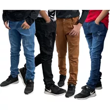  Kit Com 4 Calças Jeans Infantil Juvenil Masculina 02 A 16 