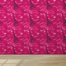 Papel De Parede Adesivo Quarto Paris Torre Eiffel Pink 3m