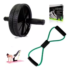 Kit Treine Casa Roda Abdominal Extensor Elastico Tensao Ombr