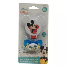 Chupón Portachupón Disney Baby Mickey 2pz Azul Período De Edad 0-6 Meses