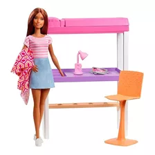 Barbie Playset Quarto E Escritório Com Barbie Morena Mattel