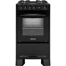 Fogão De Chão Suggar Neo Cook 4 Queimadores Preto 110v/220v Porta Com Visor 56l