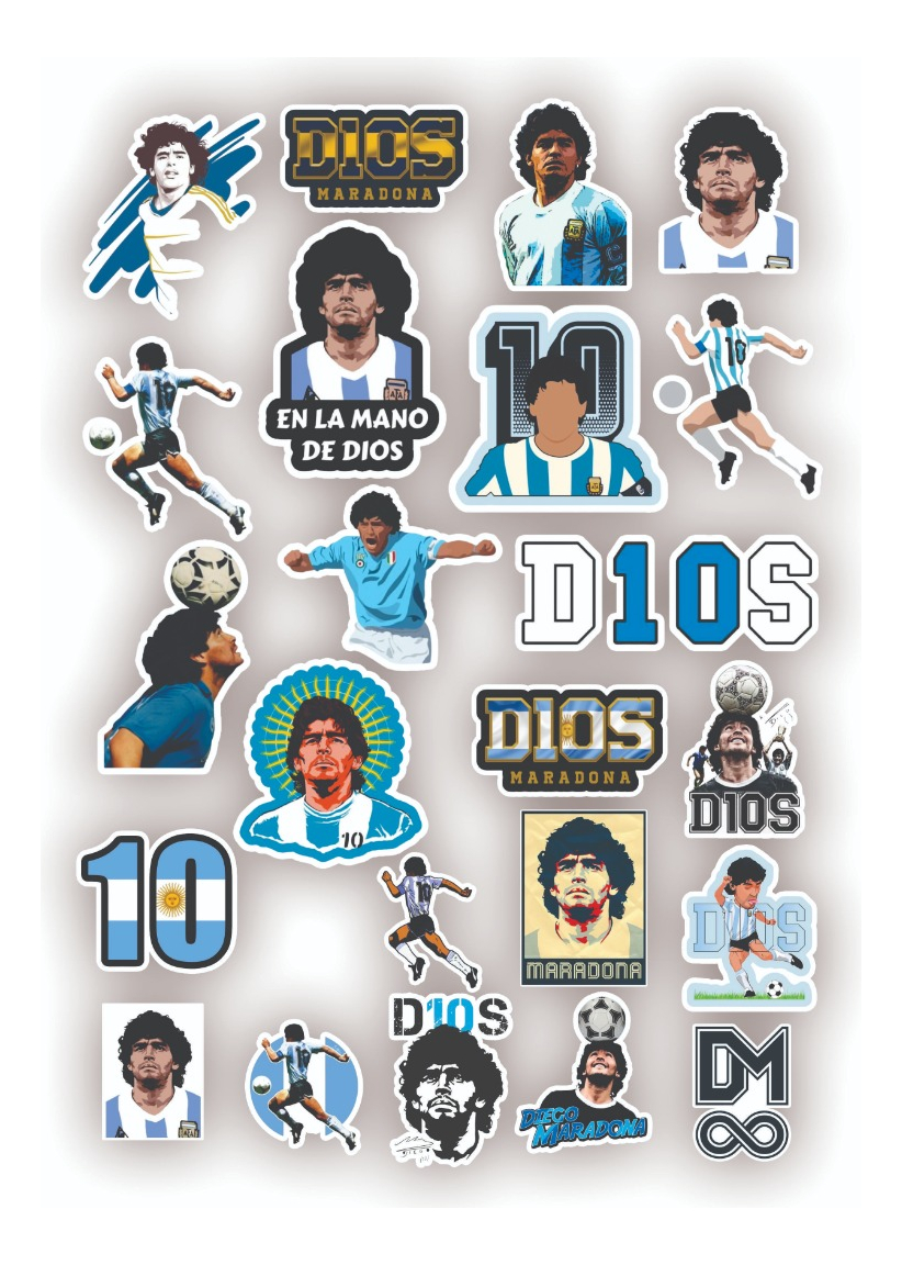 Pack 23 Stickers Maradona Kit Imprimible Futbol Calcos Pdf