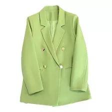 Saco Blazer Mujer Elegante Color Sólido Doble Botonadura