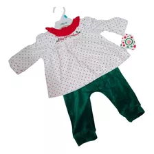 Conjunto Navideño Little Me Para Niña De 3-6 Meses