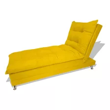 Sofa Cama Chaise Bicama Reclinavel Sala Diva Suede Amarelo