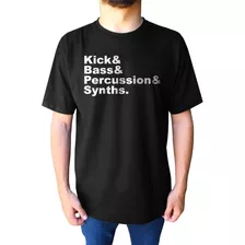 Camiseta Kick Bass Percussion Synths Produtor Música Edm Dj 