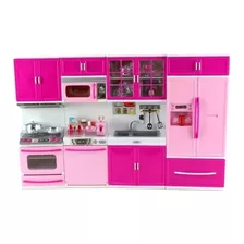 Cozinha Infantil P/ Bonecas Barbie C/ Acessórios 4 Parts