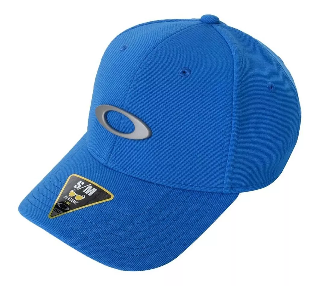 Boné Oakley Aba Curva Tincan Cap Azul Logo Cinza