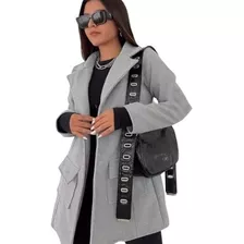 Tapado De Paño Blazer Saco Abrigo Largo Moda Mujer Tendencia