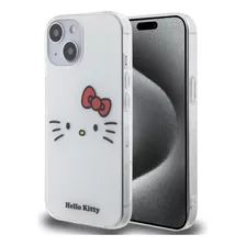 Case Hello Kitty Para iPhone 15 Cabeza Transparente