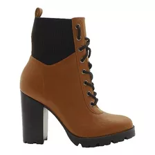 Bota Feminina Salto Bloco Coturno Caramelo Mariotta